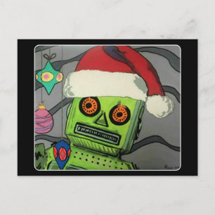 Mid-Century Modern Abstract Christmas Robot Postcard