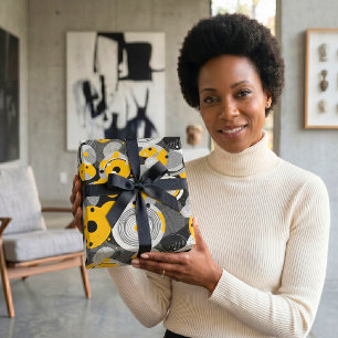 Mid Century Modern Abstract Circle African Ankara Wrapping Paper