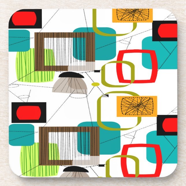 Mid-Century Modern Abstract Design Coaster (Front)
