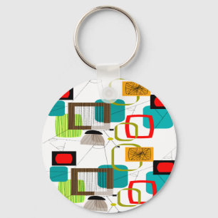 Mid-Century Modern Abstract Design Key Ring