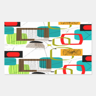 Mid-Century Modern Abstract Design Rectangular Sticker
