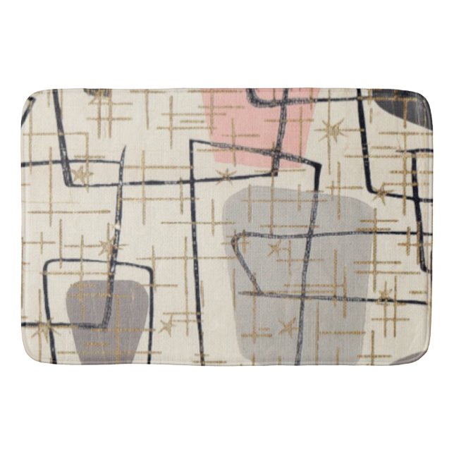 Mid Century Modern Abstract Fabric Bath Mat (Front)