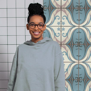 Mid-Century Modern Abstract Floral Symmetry Ceramic Tile