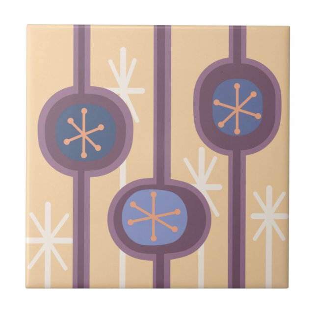 Mid Century Modern Abstract Flowers (Summer) Ceramic Tile (Front)