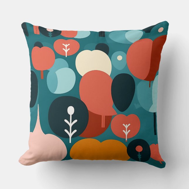 Mid-Century Modern Abstract Forest Pillow (Front)
