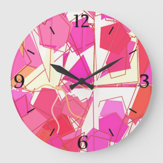 Mid-Century Modern Abstract, Fuchsia and Coral  Large Clock (Front)