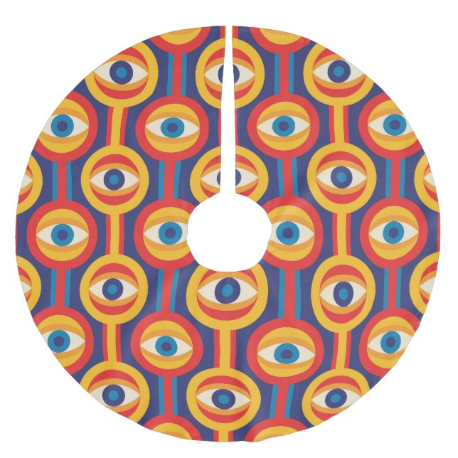 Mid-century modern: abstract geometric. brushed polyester tree skirt (Front)
