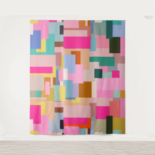 Mid Century Modern Abstract Geometric Colour Block Tapestry