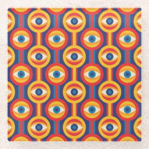 Mid-century modern: abstract geometric. glass coaster