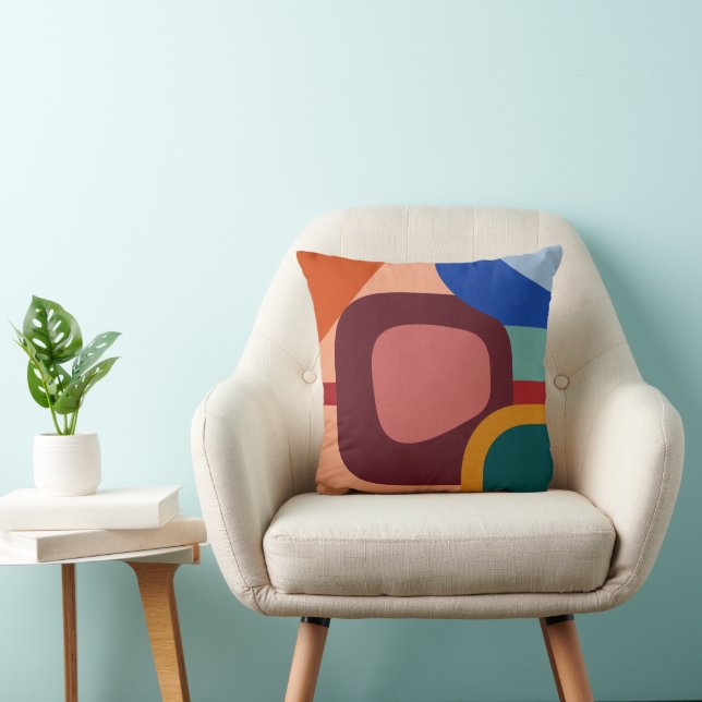 Mid-Century Modern Abstract Geometric Pattern Cushion (Chair)