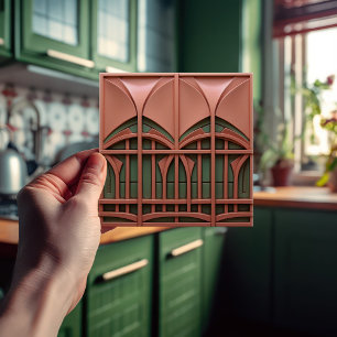 Mid-Century Modern Abstract Geometric Symmetry Ceramic Tile