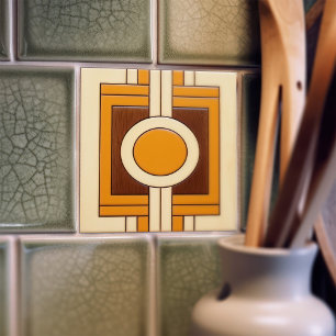Mid-Century Modern Abstract Geometric Symmetry Ceramic Tile