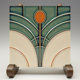 Mid-Century Modern Abstract Geometric Symmetry Ceramic Tile