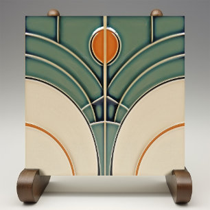 Mid-Century Modern Abstract Geometric Symmetry Ceramic Tile