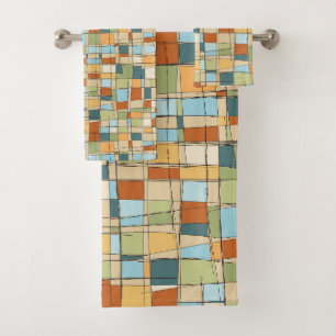 Mid-Century Modern Abstract Geometric Towels