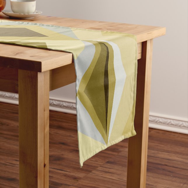 Mid Century Modern Abstract Gold Short Table Runner (In Situ)