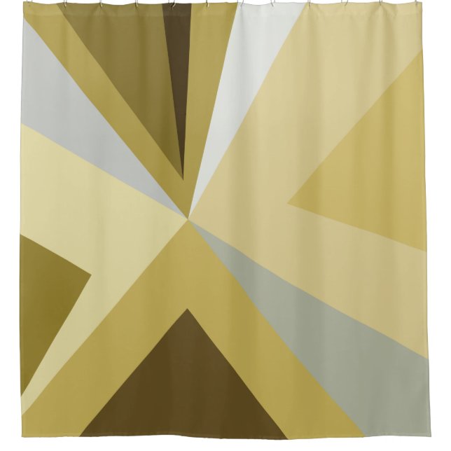 Mid Century Modern Abstract Gold Shower Curtain (Front)