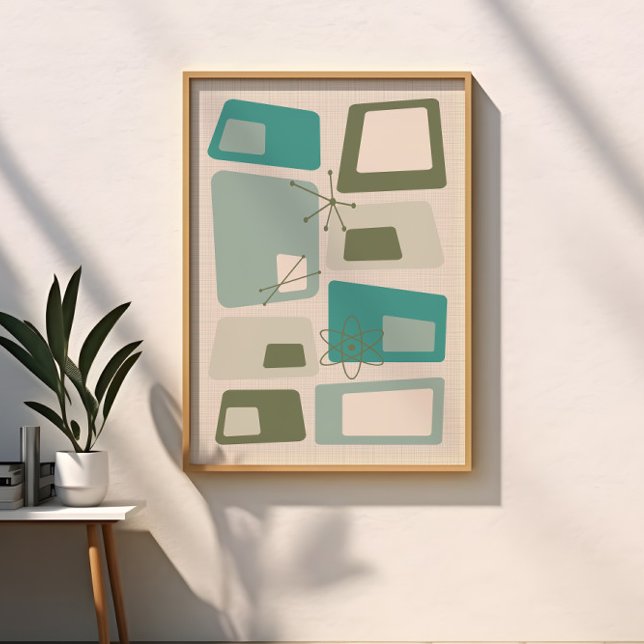 Mid Century Modern Abstract Green, Grey, Teal Poster (Creator Uploaded)