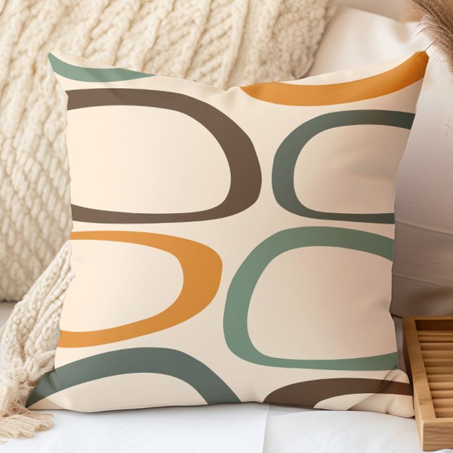Mid Century Modern Abstract Green, Orange, Umber Cushion (Creator Uploaded)