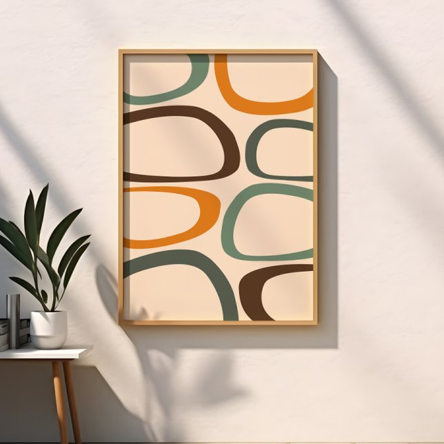 Mid Century Modern Abstract Green, Orange, Umber Poster (Creator Uploaded)