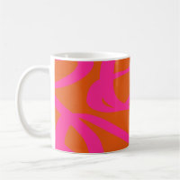 Mid Century Modern Abstract Lines Orange And Pink