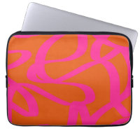 Mid Century Modern Abstract Lines Orange And Pink