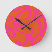 Mid Century Modern Abstract Lines Orange And Pink