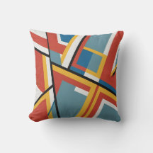 Mid-Century Modern Abstract Lines Throw Pillow