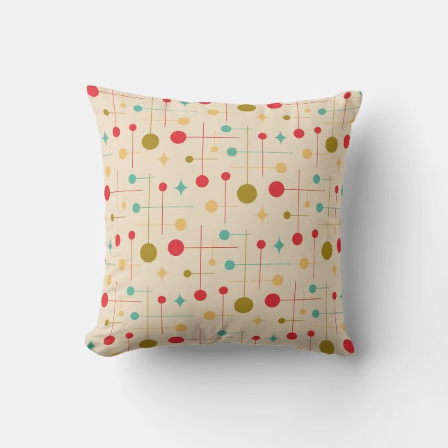 Mid Century Modern Abstract Pattern 29 Cream Cushion (Front)