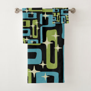 Mid Century Modern Abstract Pattern Bath Towel Set