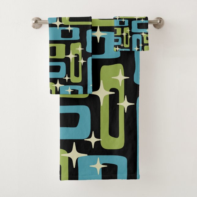 Mid Century Modern Abstract Pattern Bath Towel Set (Insitu)