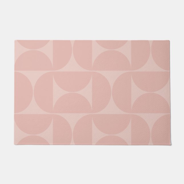 Mid Century Modern Abstract Pattern Blush Pink Doormat (Front)