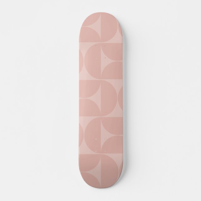 Mid Century Modern Abstract Pattern Blush Pink Skateboard (Front)
