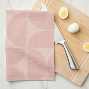 Mid Century Modern Abstract Pattern Blush Pink Tea Towel