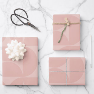 Mid Century Modern Abstract Pattern Blush Pink Wrapping Paper Sheet