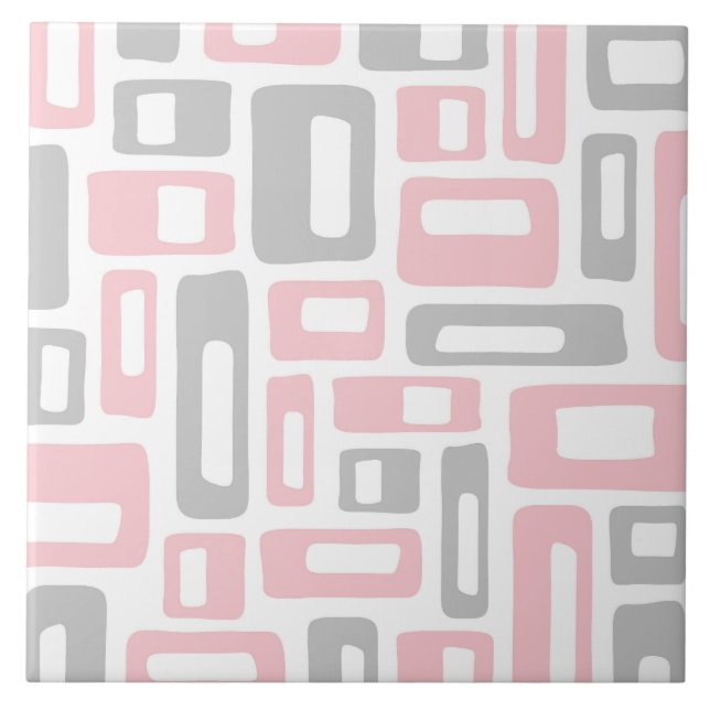 Mid Century Modern Abstract Pattern Ceramic Tile (Front)