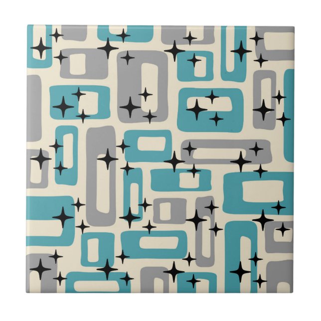 Mid Century Modern Abstract Pattern Ceramic Tile (Front)