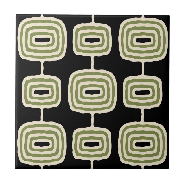 Mid Century Modern Abstract Pattern Ceramic Tile (Front)