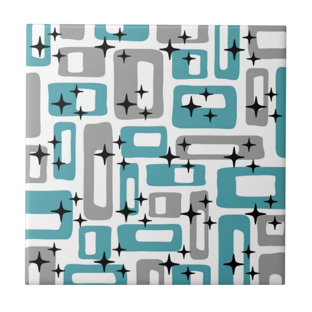 Mid Century Modern Abstract Pattern Ceramic Tile (Front)