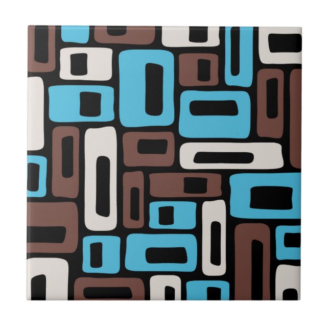 Mid Century Modern Abstract Pattern Ceramic Tile (Front)
