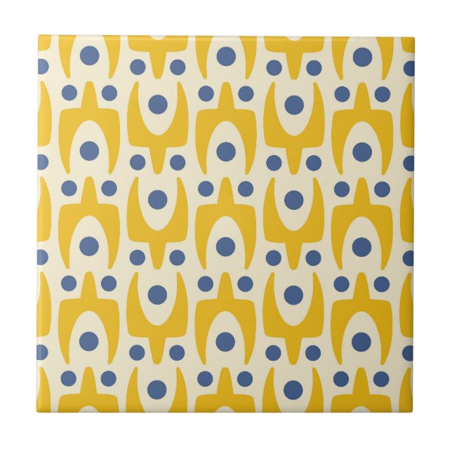 Mid Century Modern Abstract Pattern Ceramic Tile (Front)