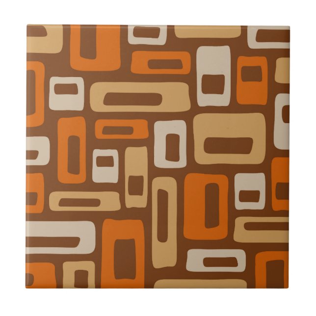 Mid Century Modern Abstract Pattern Ceramic Tile (Front)