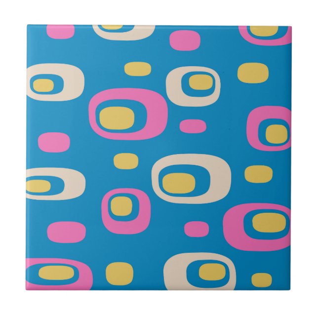 Mid-Century Modern Abstract Pattern Ceramic Tile (Front)