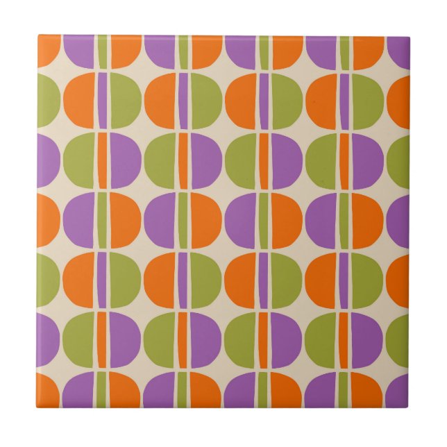 Mid Century Modern Abstract Pattern Ceramic Tile (Front)