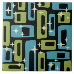 Mid Century Modern Abstract Pattern Ceramic Tile<br><div class="desc">Retro Mid Century Modern Abstract Pattern Black Blue & Green.</div>