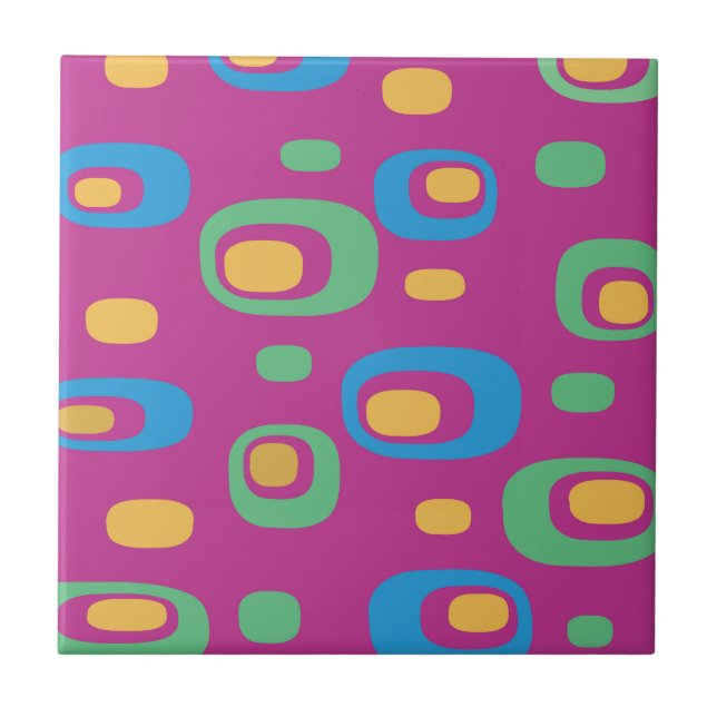 Mid-Century Modern Abstract Pattern Ceramic Tile (Front)