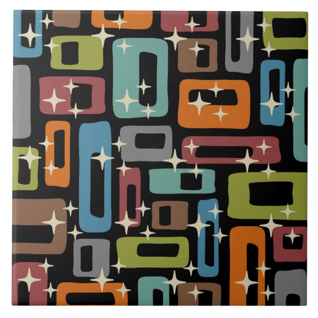 Mid-Century Modern Abstract Pattern Ceramic Tile (Front)