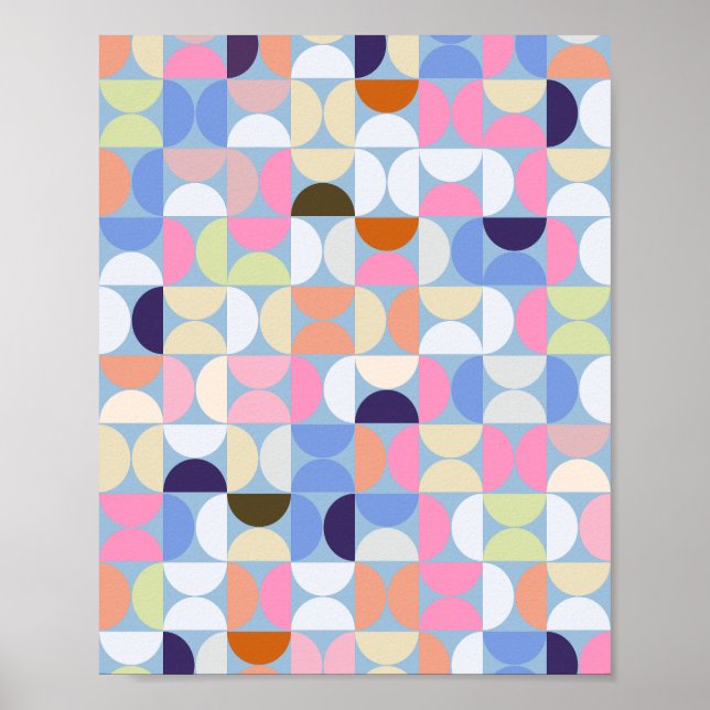 Mid Century Modern Abstract Pattern Colourful Poster (Front)
