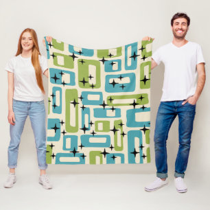 Mid Century Modern Abstract Pattern Fleece Blanket