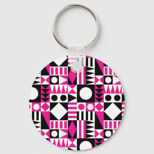 Mid-century modern abstract pattern. key ring